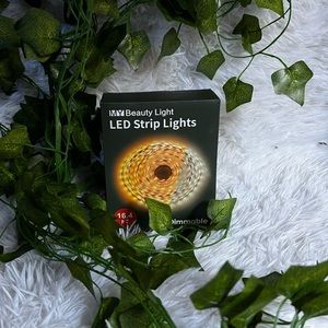 LED strip lights and fake vine decor